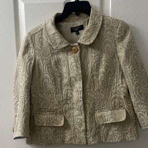 Talbots Tan and Cream with Gold Detail Paisley Women's Blazer